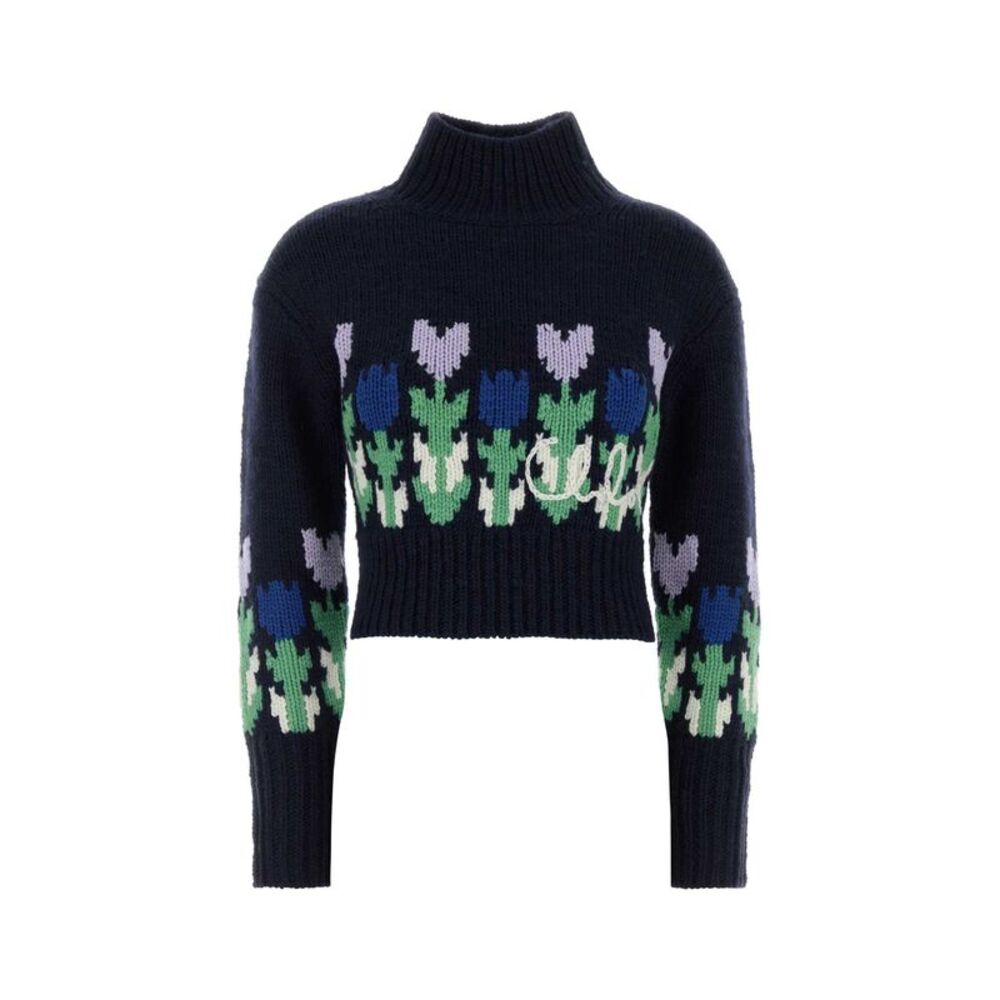 Chloe Women Navy Blue Wool Sweater